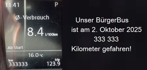Unser Bus hat 333 333 km auf dem Buckel